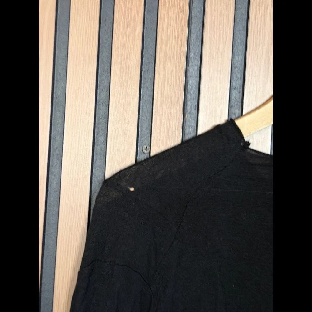Olmar and Mirta Rick Owens Top 8 / M Women Black Long Sleeve Ruched Angora Shirt - Picture 6 of 12
